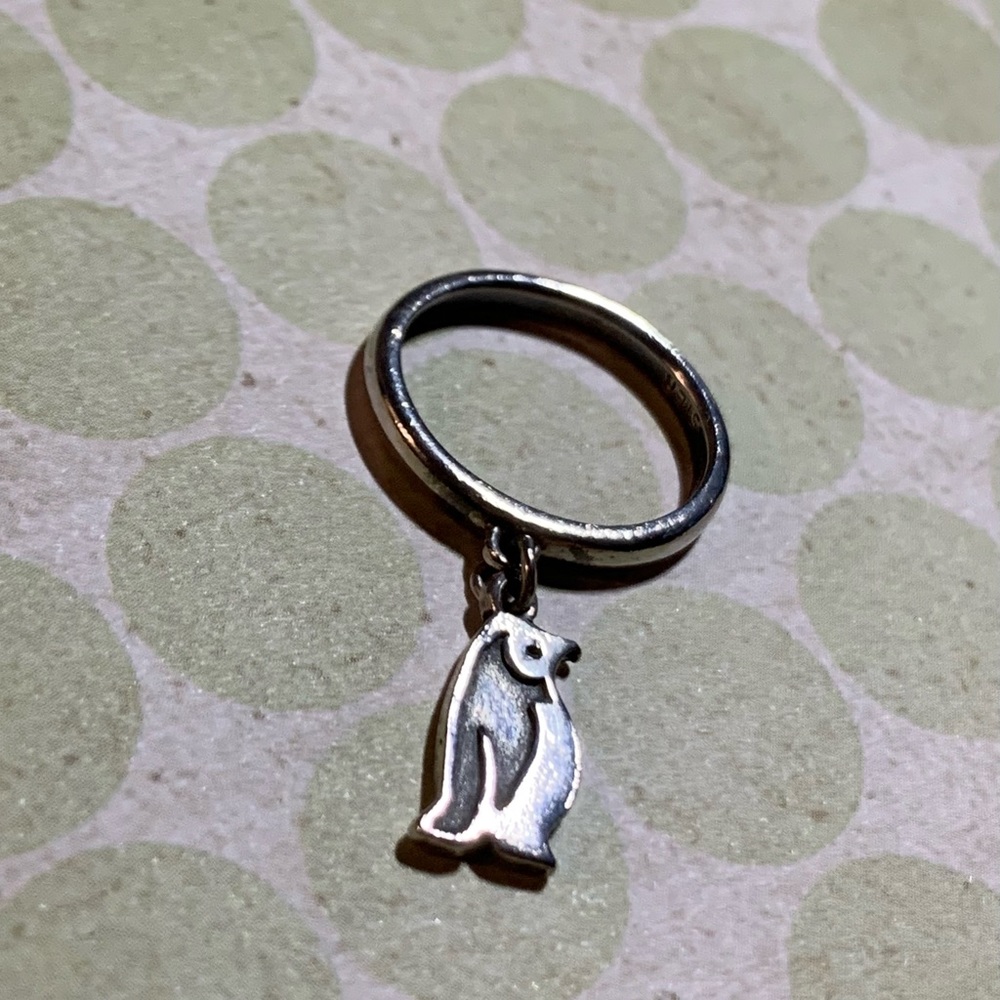 RETIRED James Avery Sterling Silver Penguin Dangle Ring